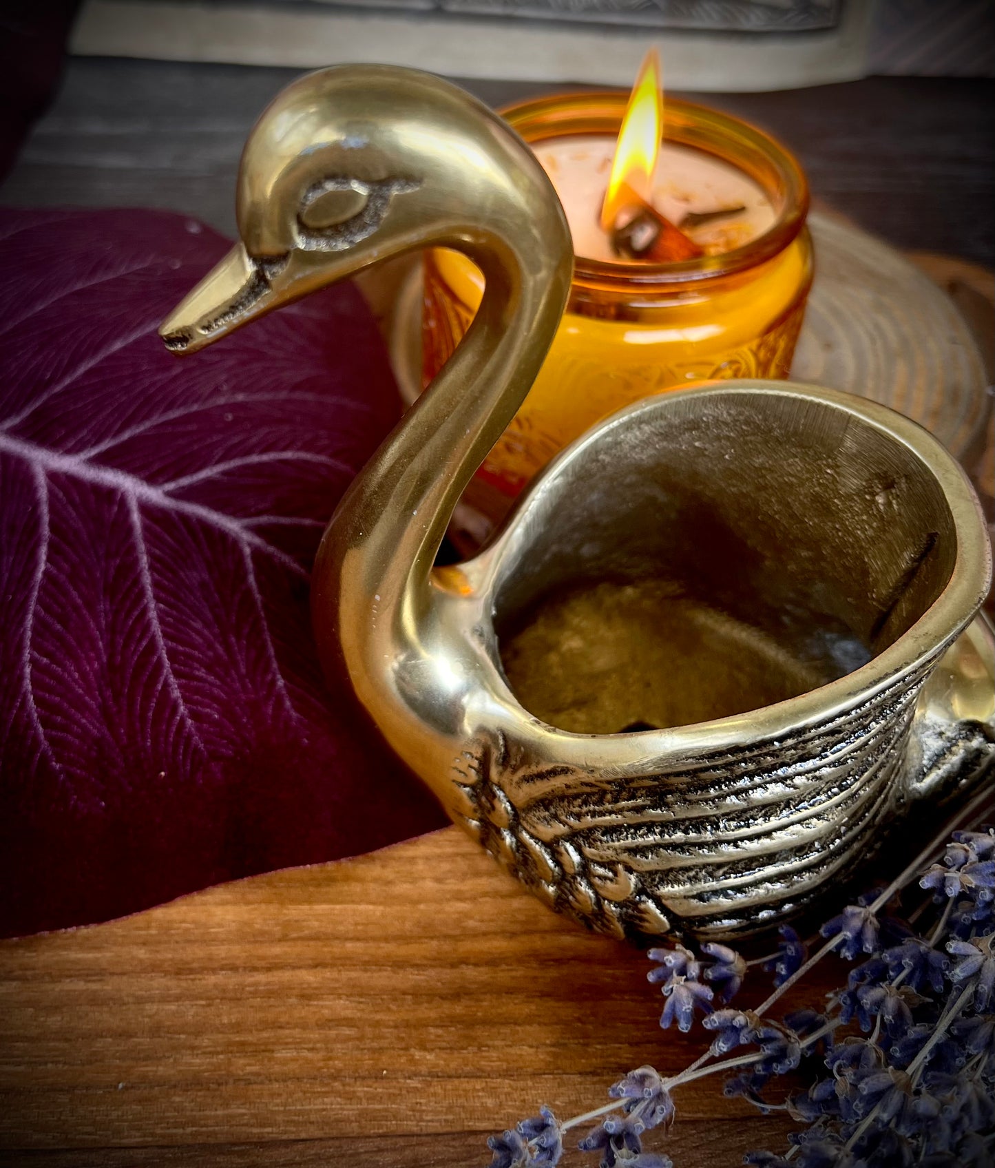 Brass Swan candle holder