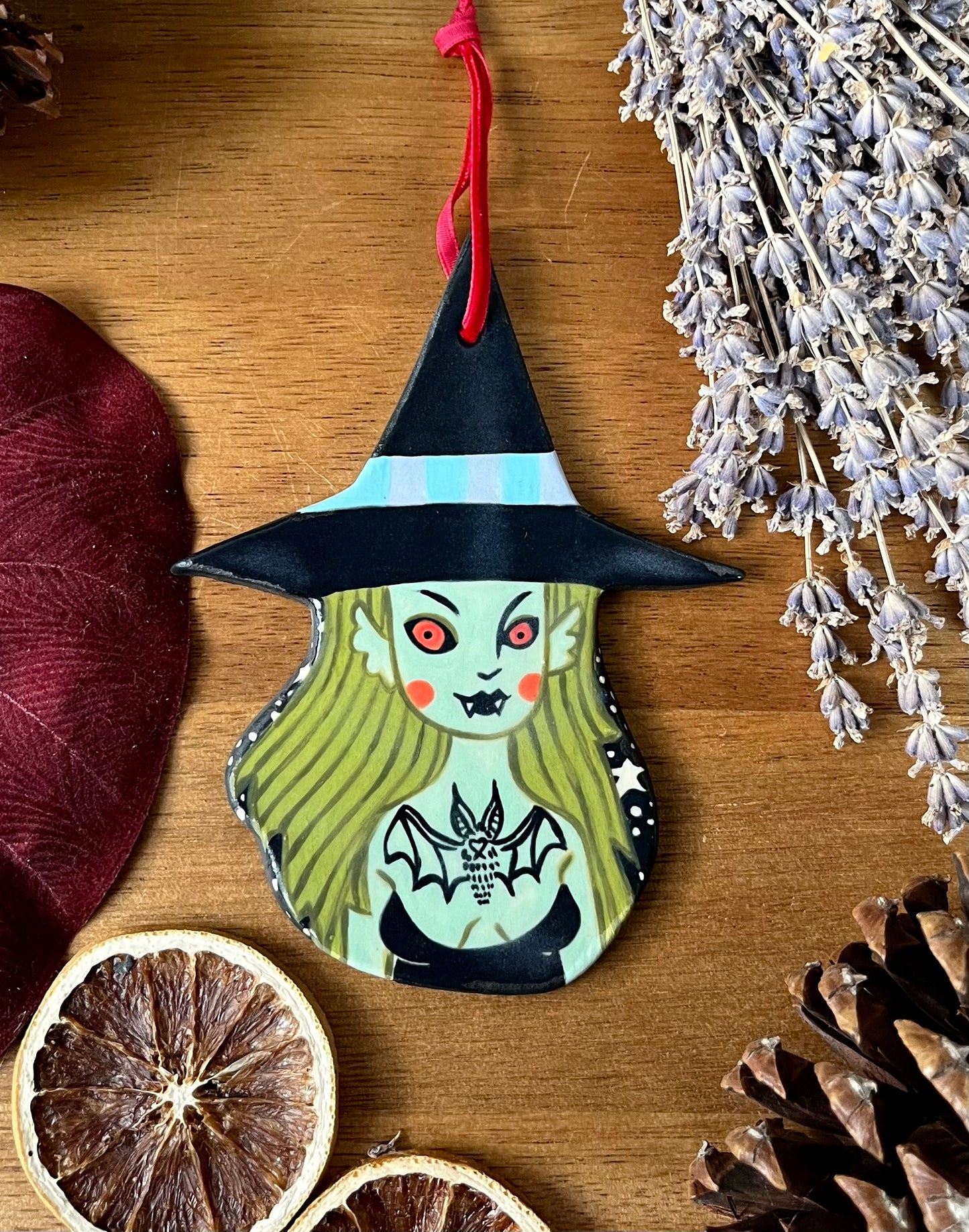 Witch Ornament / Ceramic