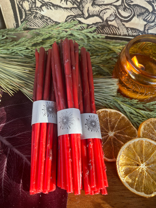Twigs candles / bundle of 10 / red
