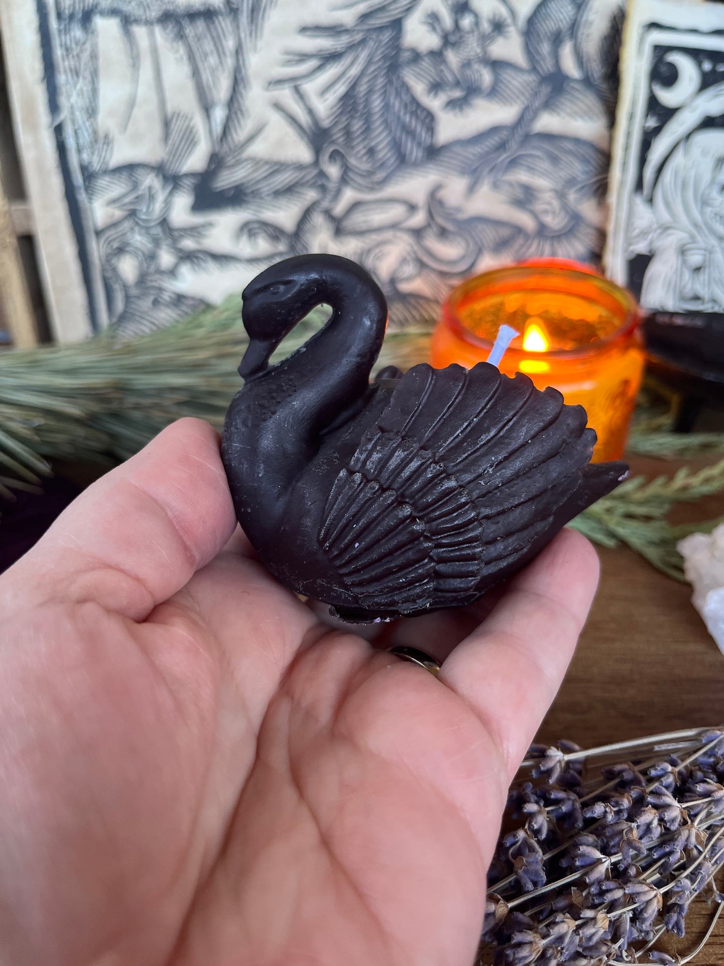 Swan Candle / black