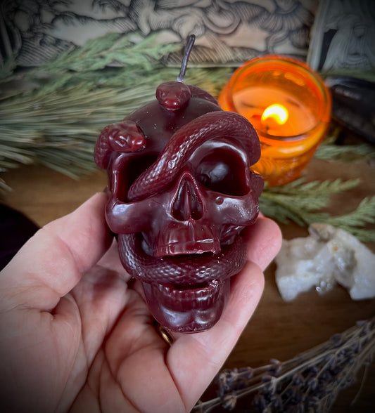 Skull w/Serpents Candle