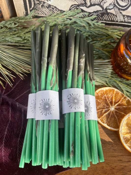 Twigs candles / bundle of 10 / green