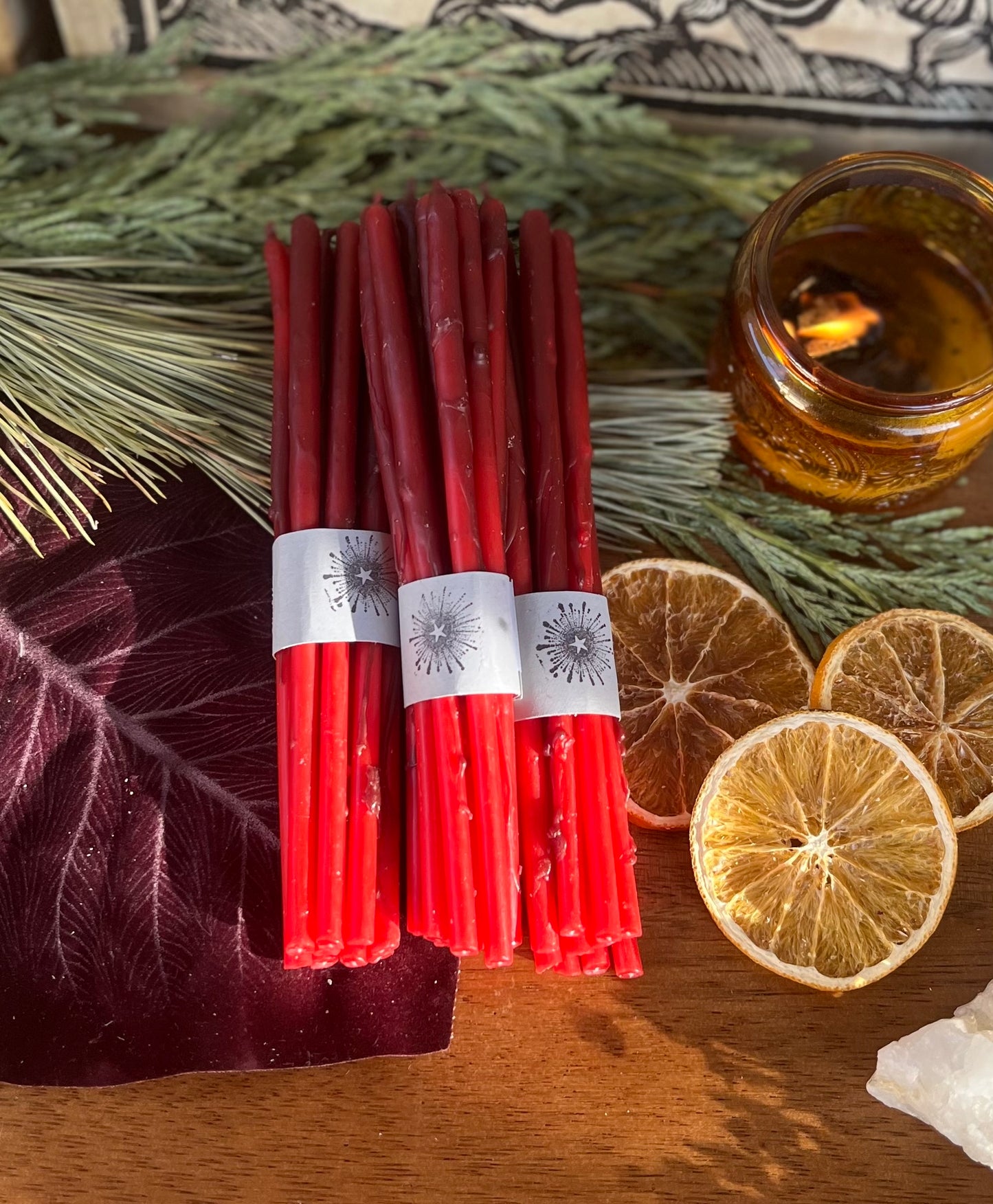 Twigs candles / bundle of 10 / red