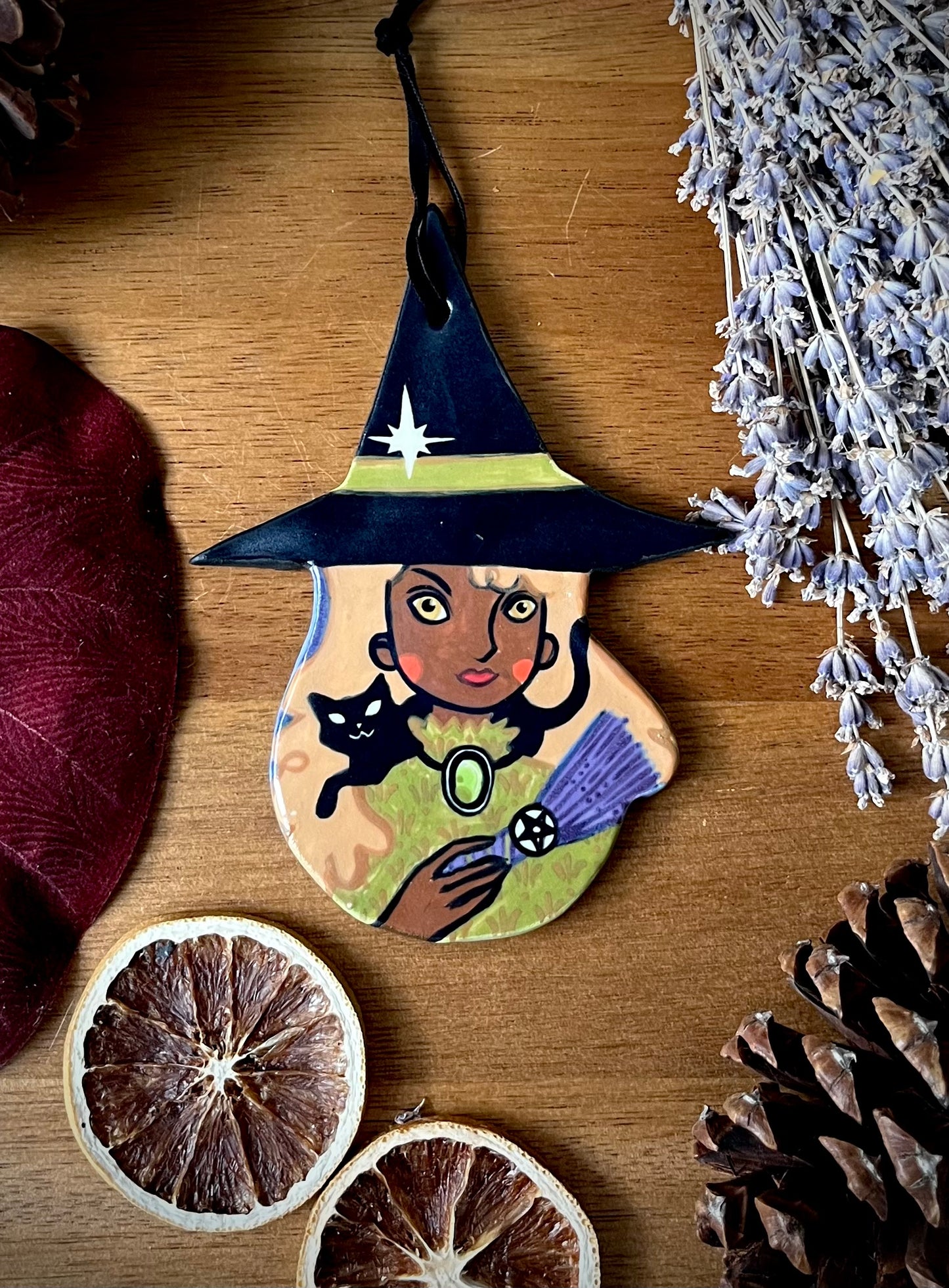 Witch Ornament / Ceramic